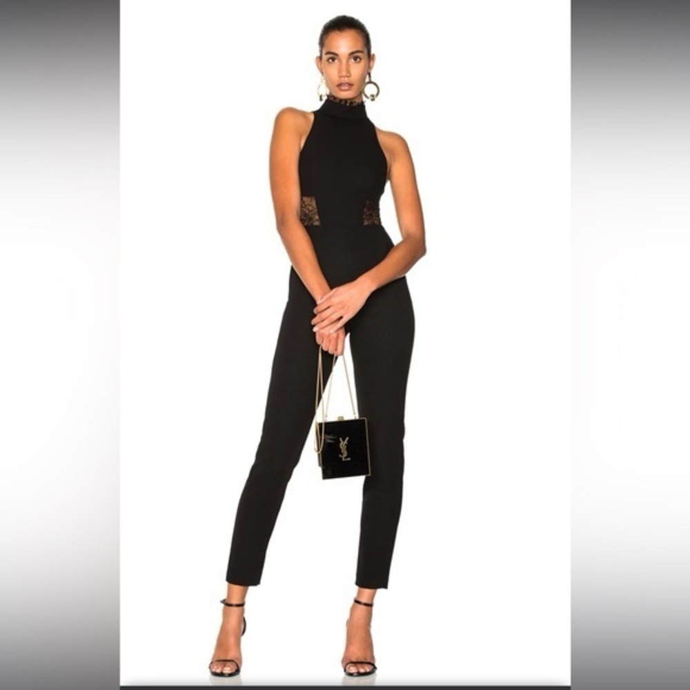 Nicholas Crepe Panel Lace Jumpsuit Black Size 4